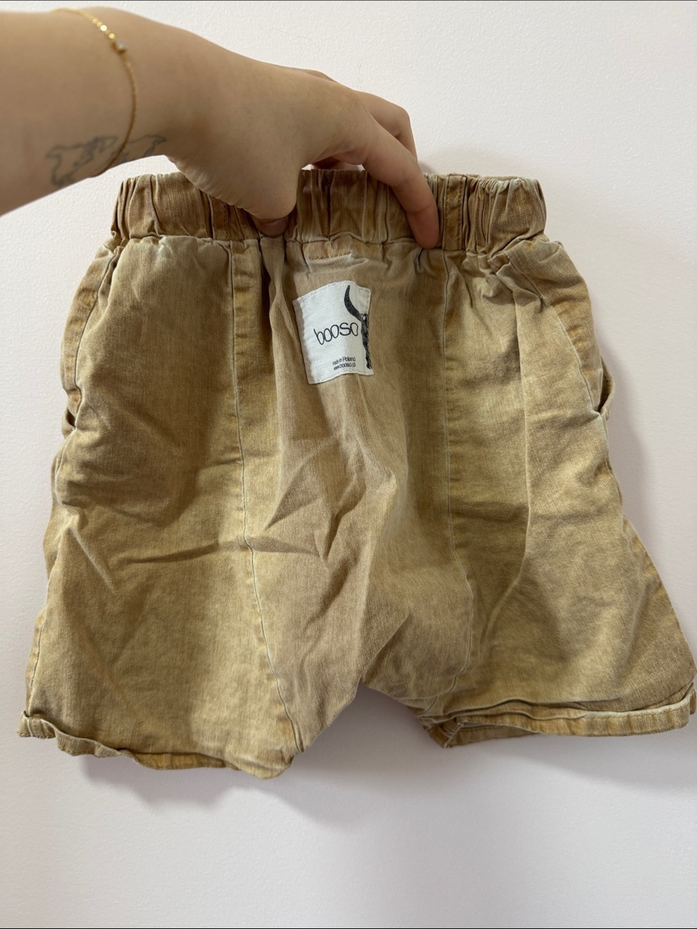 Kids' Drawstring Casual Shorts in Camel - Picture 2 of 4